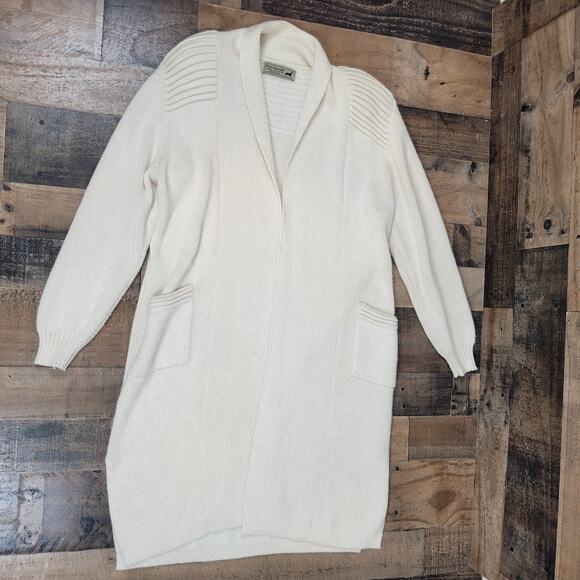 Peruvian Link Alpaca Collection Open Front Cardigan Sweater Heavy White One Size - Picture 1 of 16